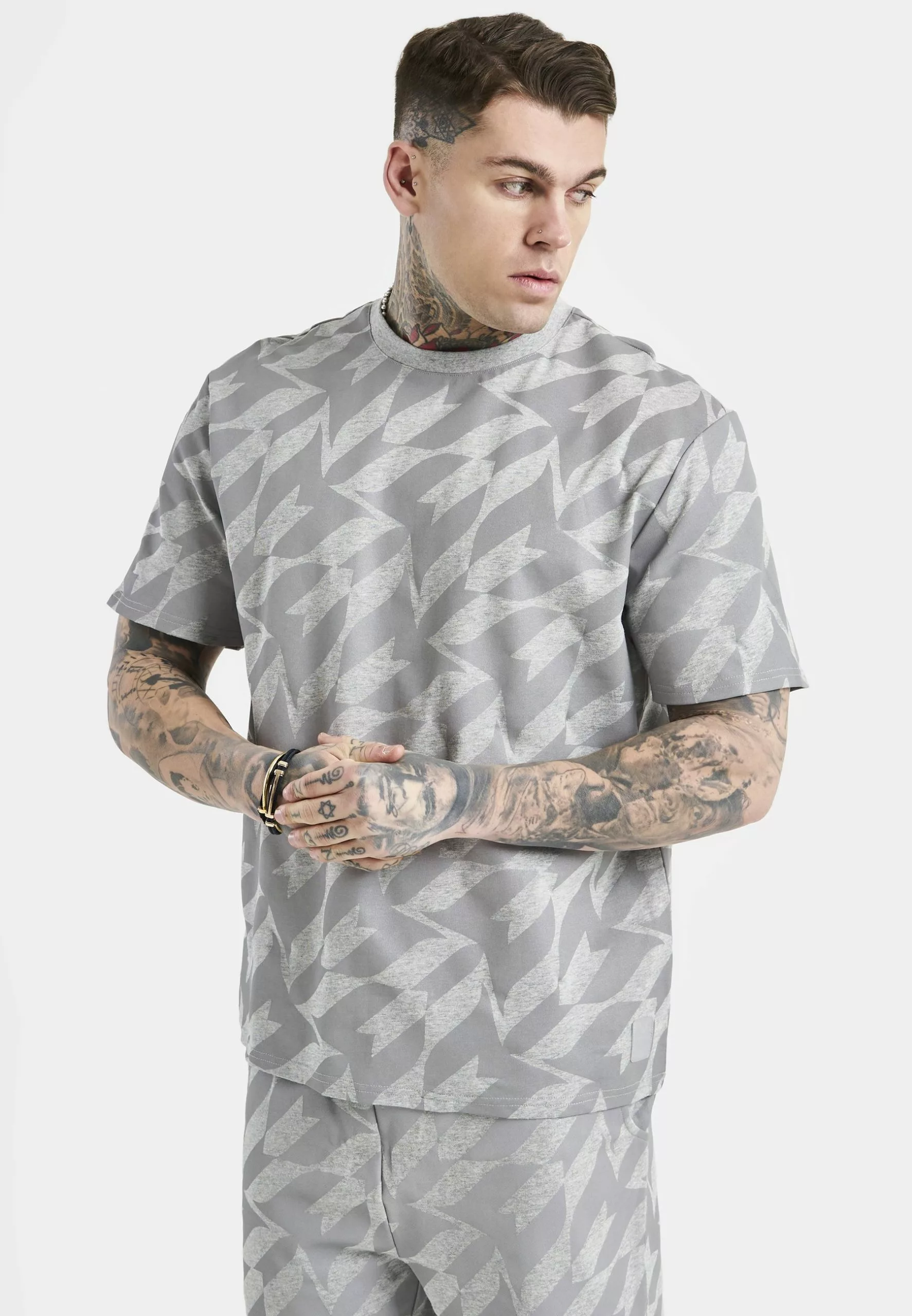 SikSilk T-Shirt Print - Grey 3 SikSilk T-Shirt Print - Grey