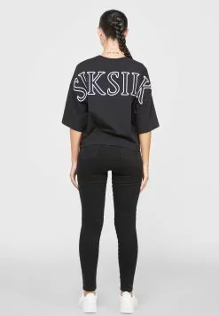 SikSilk Branded Crop - T-Shirt Print - Black