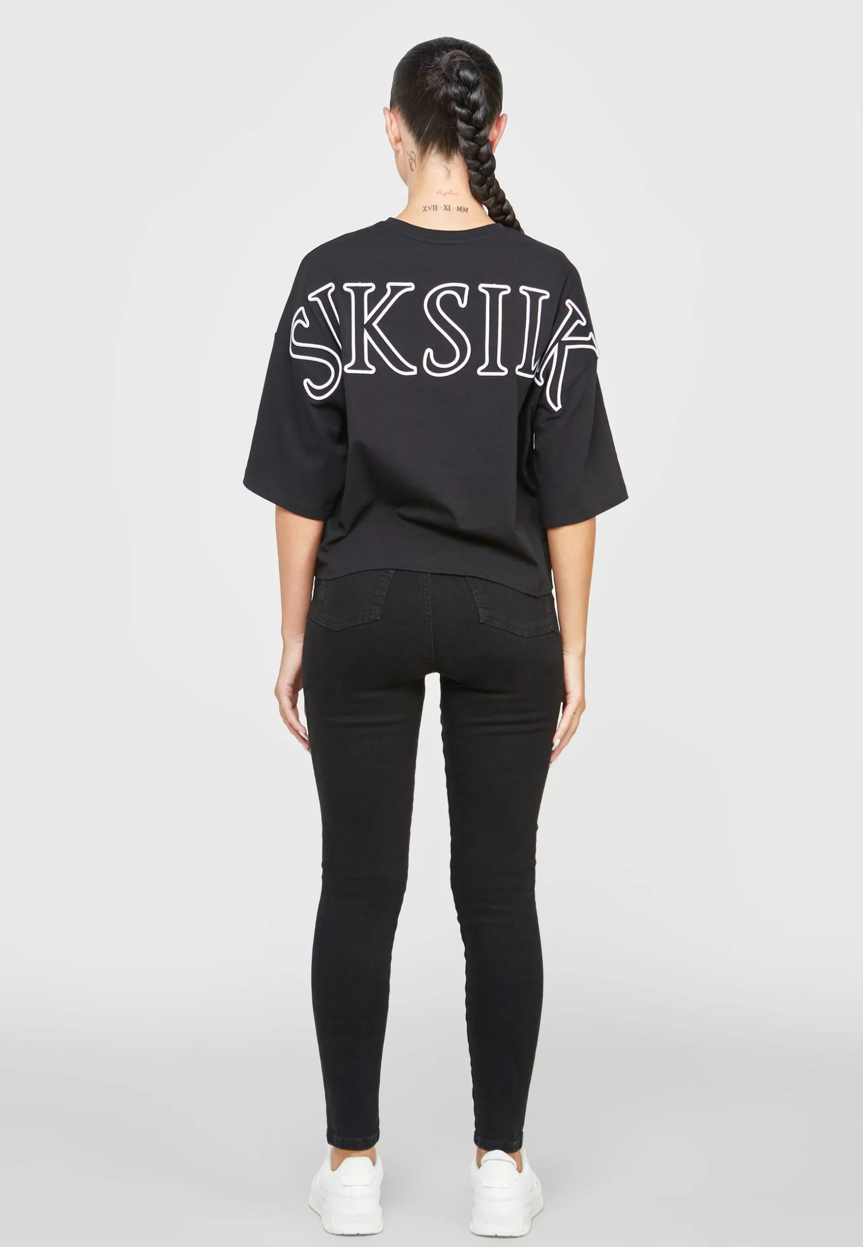 SikSilk Branded Crop - T-Shirt Print - Black 3 SikSilk Branded Crop - T-Shirt Print - Black