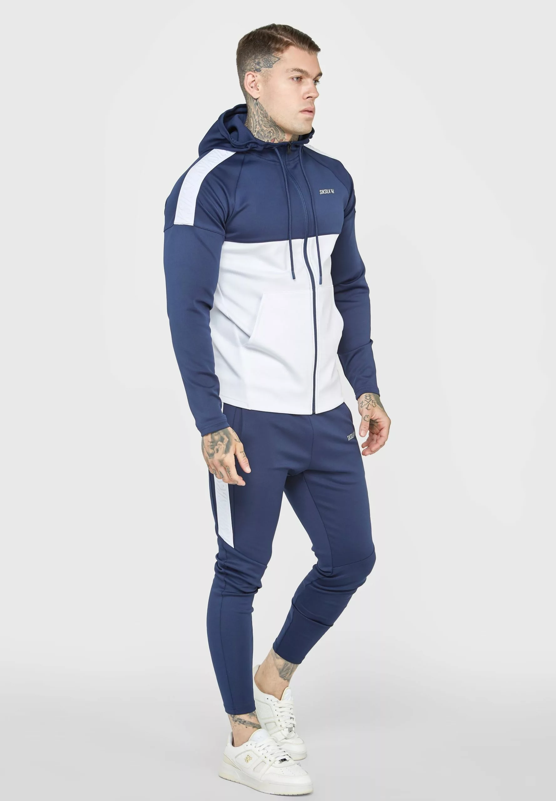 SikSilk Sweater Met Rits - Navy & White 6 SikSilk Sweater Met Rits - Navy & White - Afbeelding 4