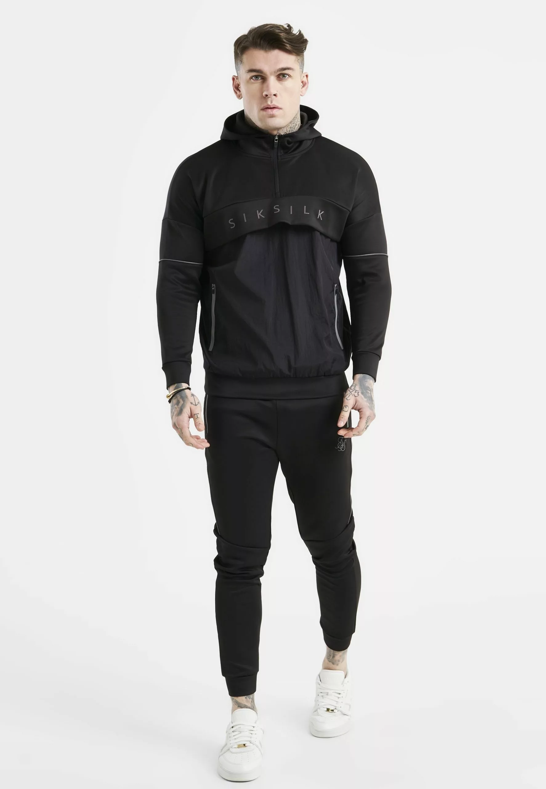 SikSilk Panelled Logo Overhead - Hoodie - Black 4 SikSilk Panelled Logo Overhead - Hoodie - Black - Afbeelding 2