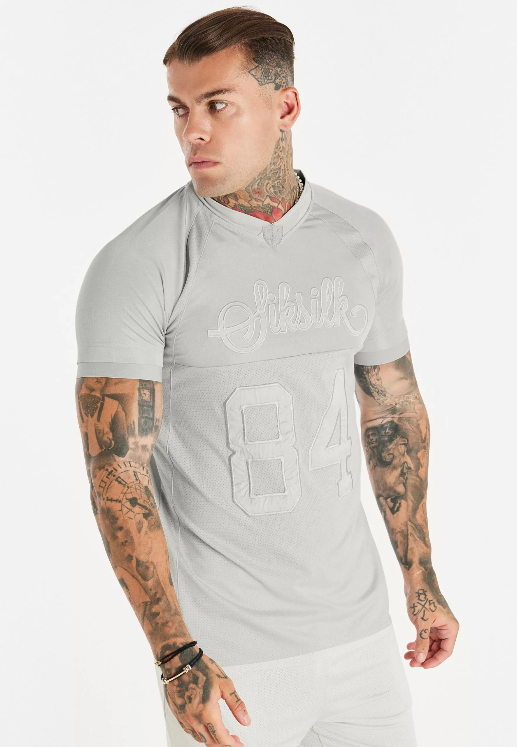 SikSilk Stretch Sports - T-Shirt Print - Grey 3 SikSilk Stretch Sports - T-Shirt Print - Grey