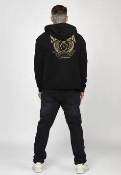 SikSilk Crest Logo Zip Through Hoodie - Sweater Met Rits - Black