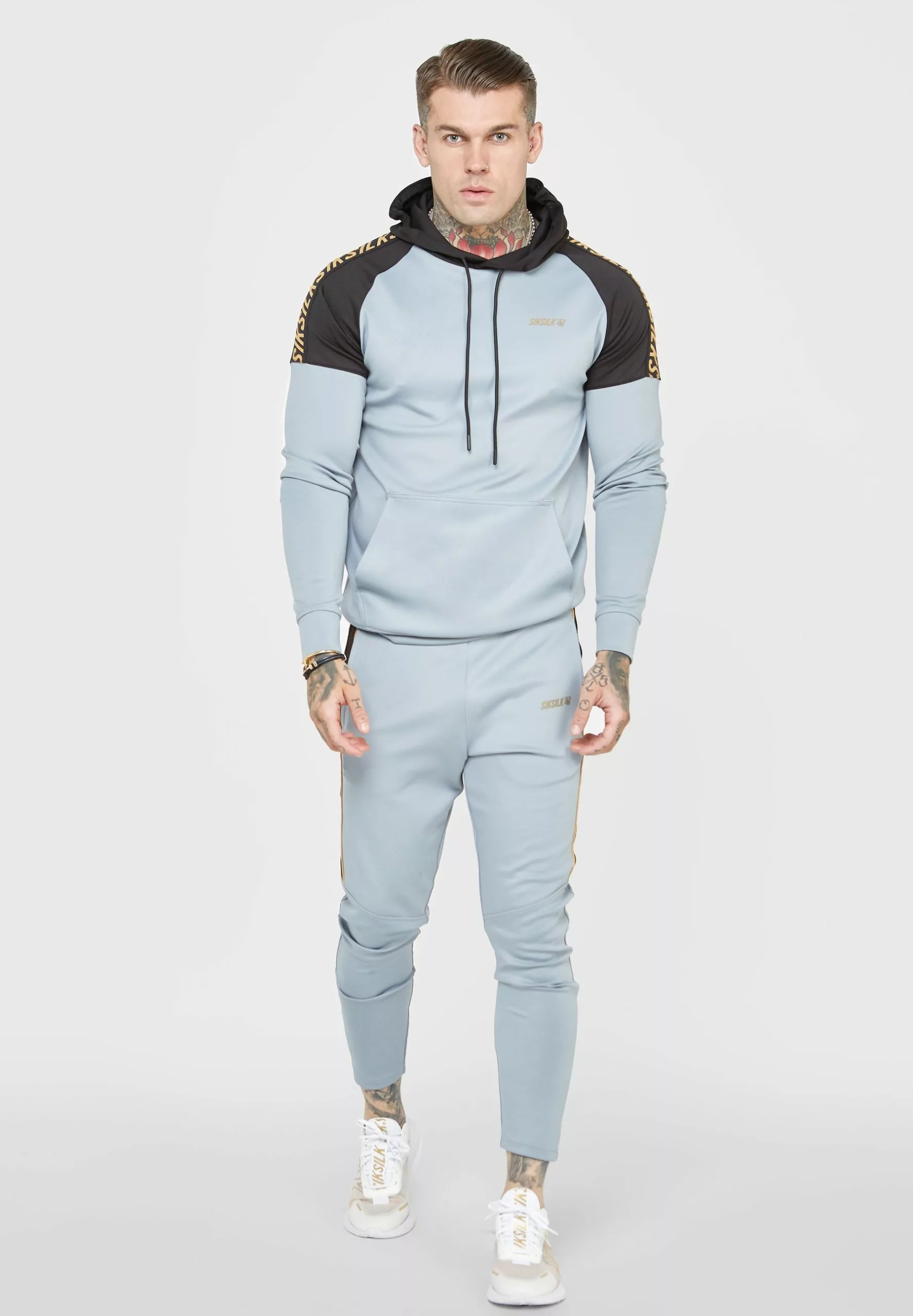 SikSilk Colour Block - Hoodie - Grey & Black 3 SikSilk Colour Block - Hoodie - Grey & Black