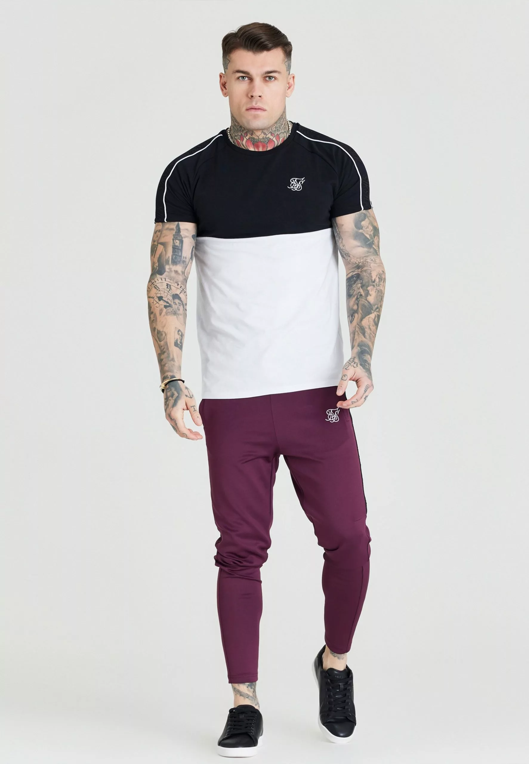 SikSilk Taped Blocked - T-Shirt Basic - Black,White 4 SikSilk Taped Blocked - T-Shirt Basic - Black,White - Afbeelding 2