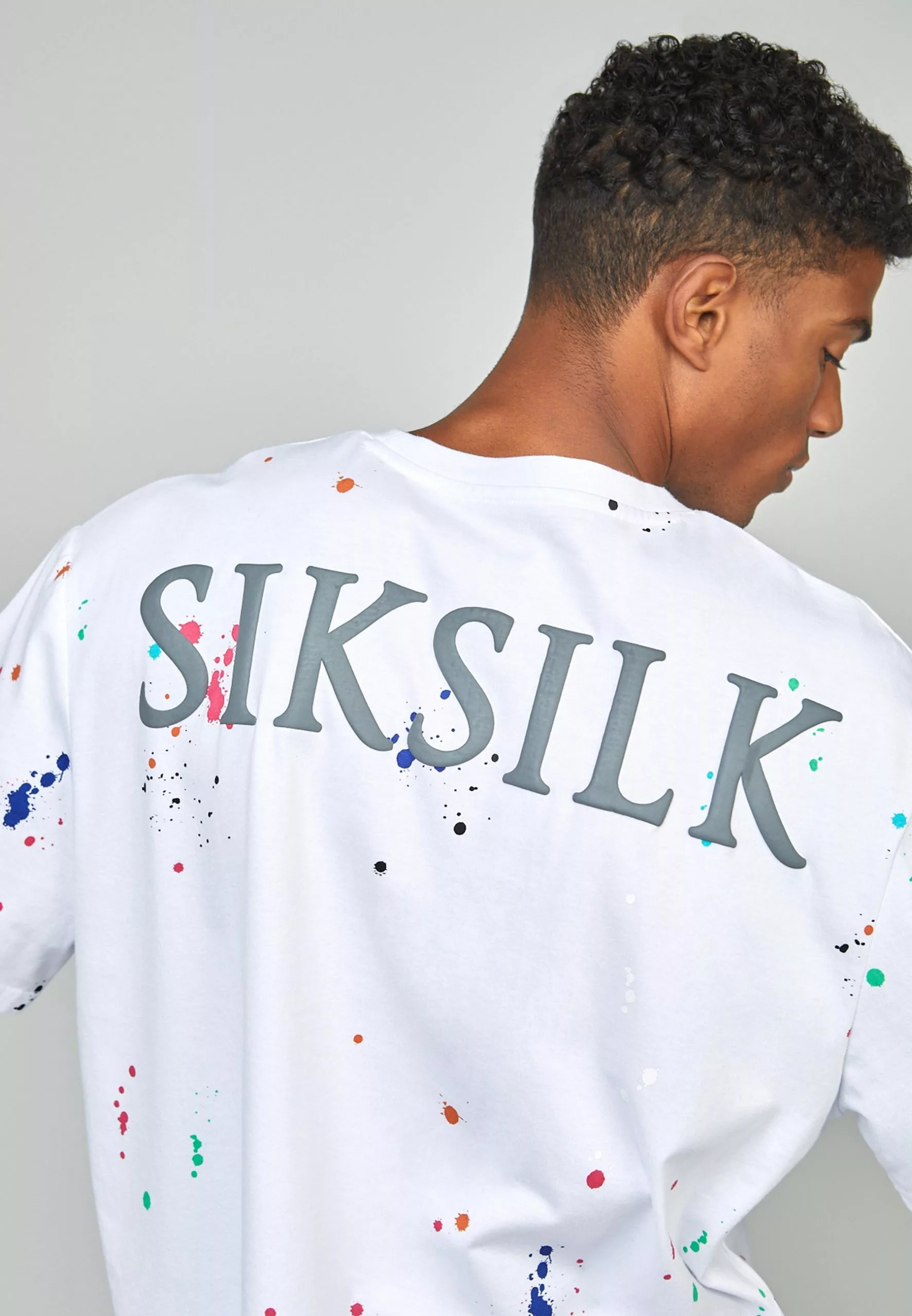 SikSilk Paint Splatter Oversized- T-Shirt Print - White 6 SikSilk Paint Splatter Oversized- T-Shirt Print - White - Afbeelding 4