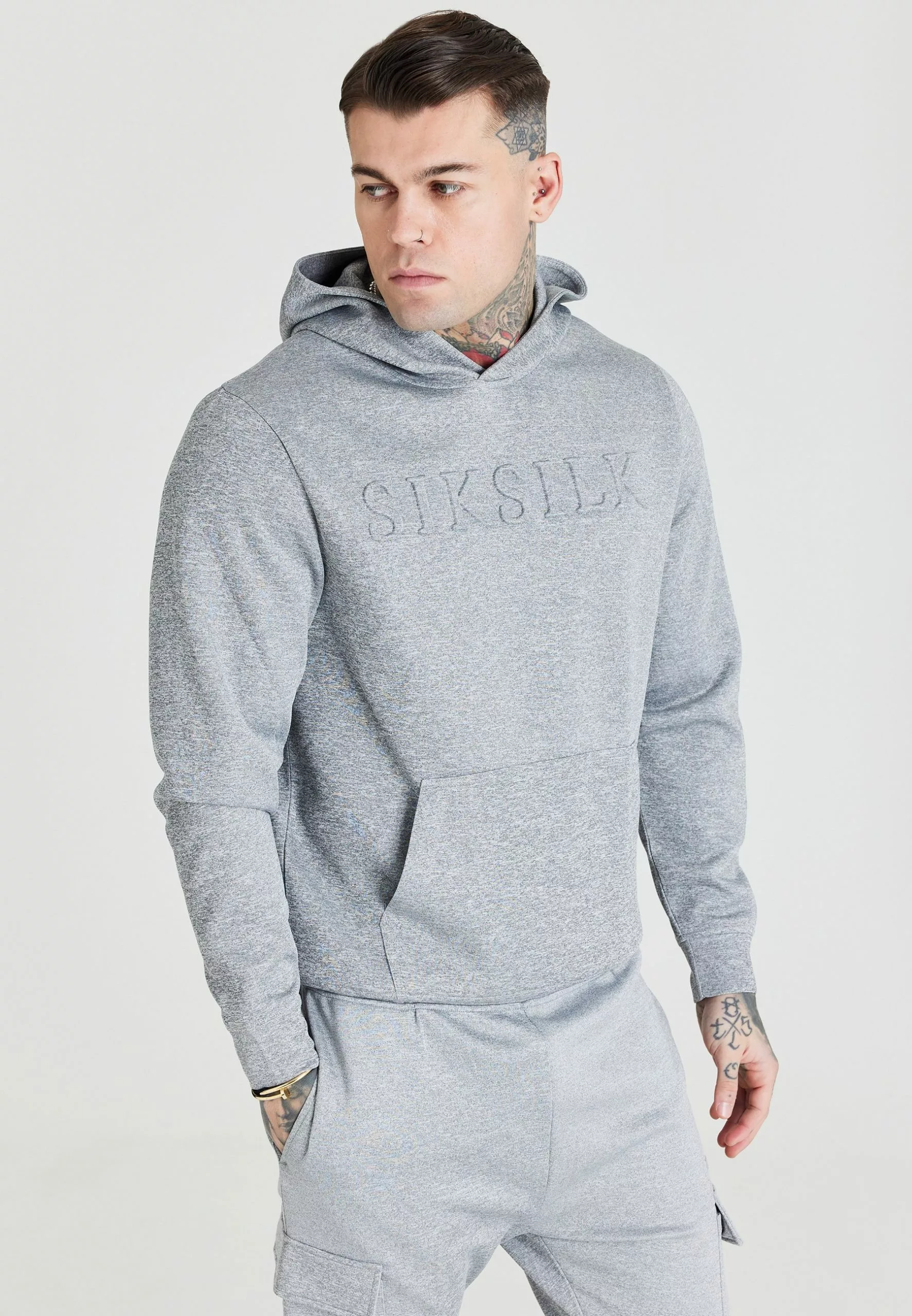 SikSilk Emboss- Hoodie - Grey 3 SikSilk Emboss- Hoodie - Grey