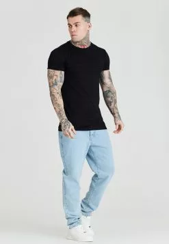 SikSilk Jacquard - T-Shirt Basic - Black -Outlet SikSilk Winkel 23963f39966145e29246898fb1dc21b3