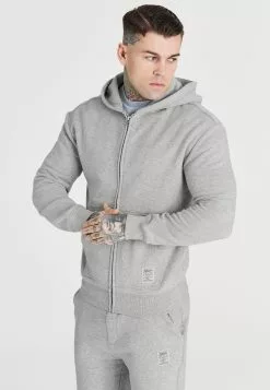SikSilk Foundation Zip Through Hoodie - Sweater Met Rits - Light Grey Marl
