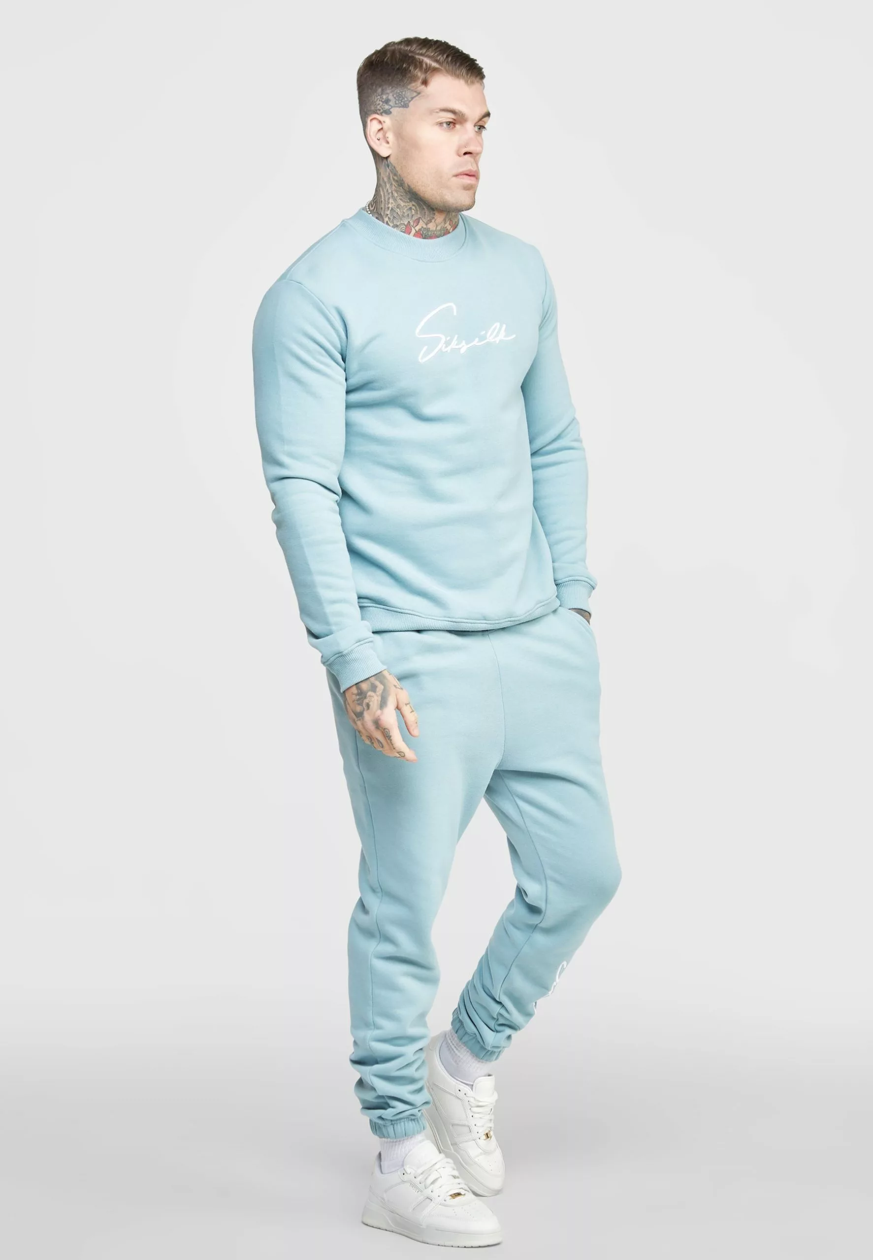 SikSilk Script Embroidery- Sweater - Blue 7 SikSilk Script Embroidery- Sweater - Blue - Afbeelding 5