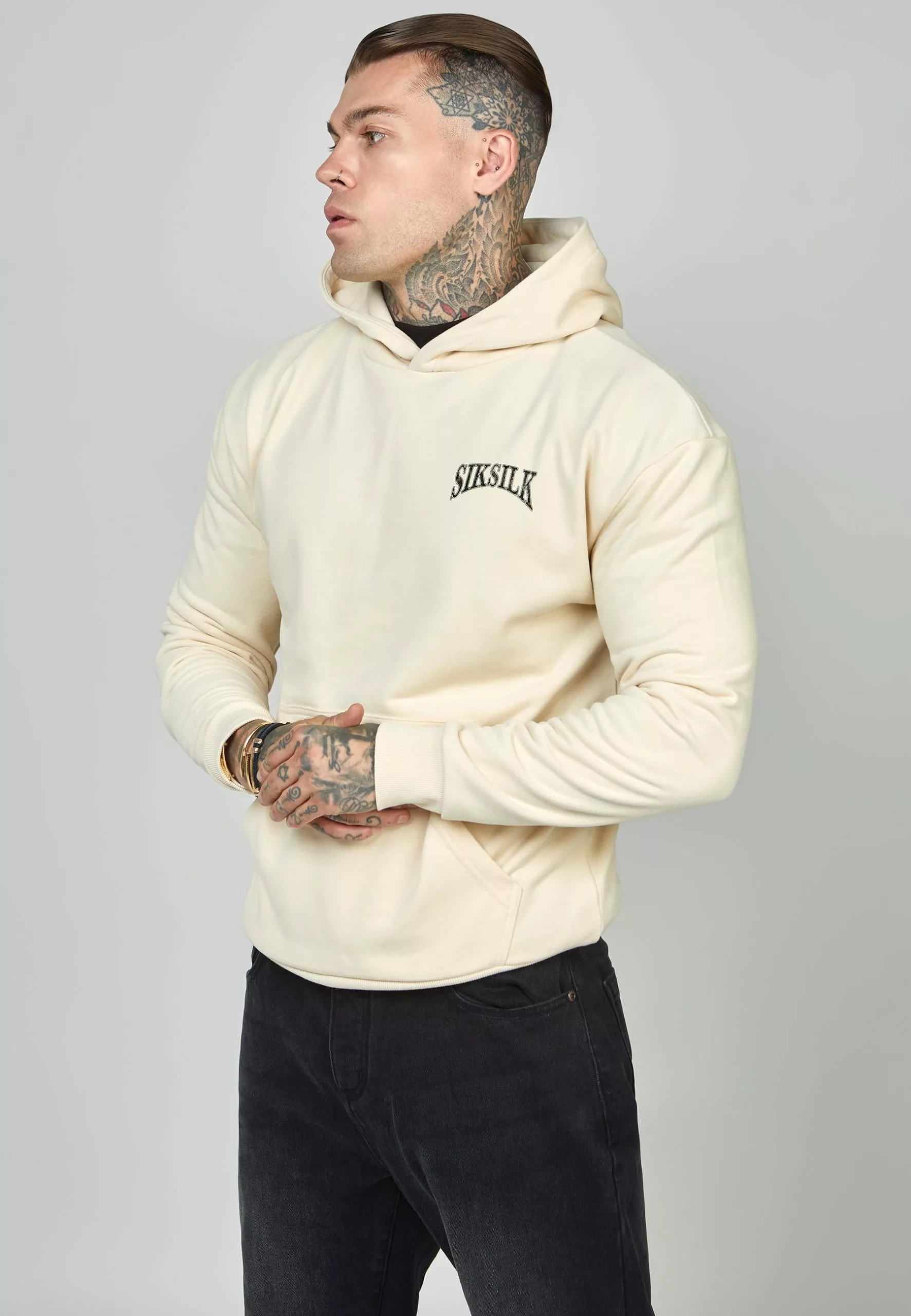 SikSilk Oversized Crest Logo Hoodie - Hoodie - Ecru 5 SikSilk Oversized Crest Logo Hoodie - Hoodie - Ecru - Afbeelding 3