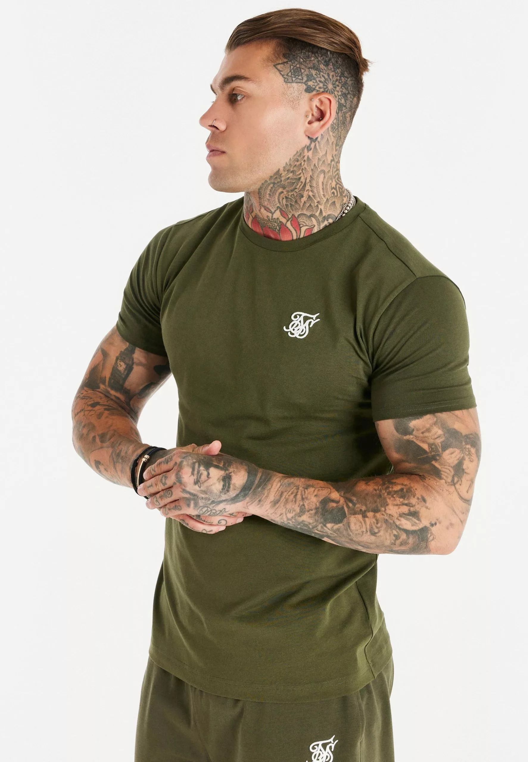 SikSilk Gym Tee - T-Shirt Basic - Khaki 3 SikSilk Gym Tee - T-Shirt Basic - Khaki