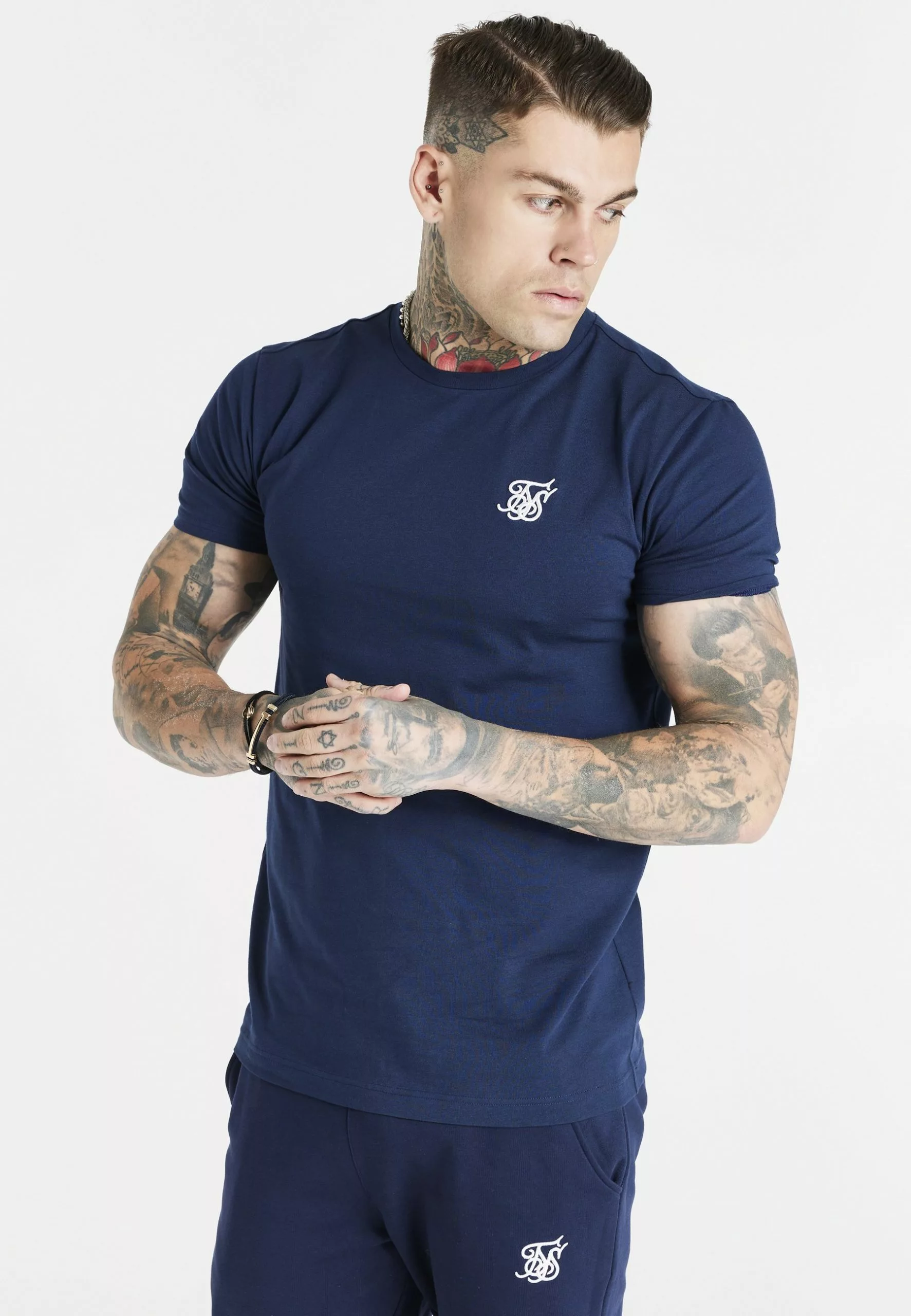 SikSilk Gym Tee - T-Shirt Basic - Navy 3 SikSilk Gym Tee - T-Shirt Basic - Navy