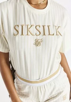 SikSilk Luxe Basketball- T-Shirt Print - Ecru/Gold