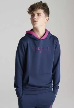 SikSilk Taped Overhead - Hoodie - Navy/Pink