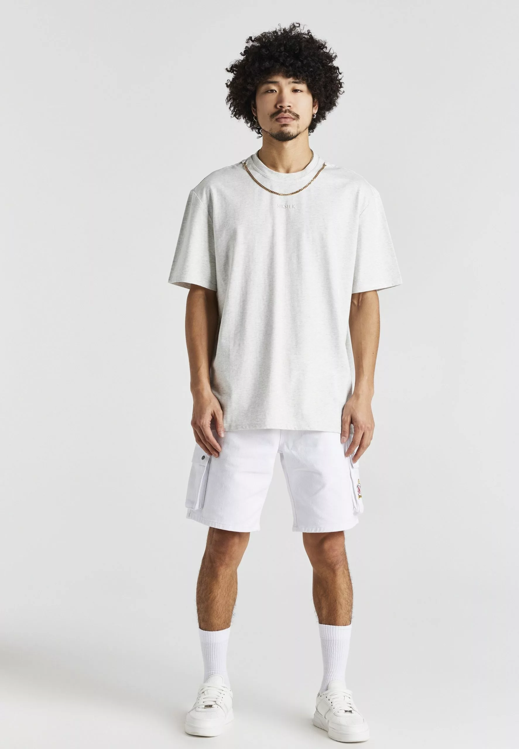 SikSilk Oversized Chain- T-Shirt Print - Snow Marl 4 SikSilk Oversized Chain- T-Shirt Print - Snow Marl - Afbeelding 2
