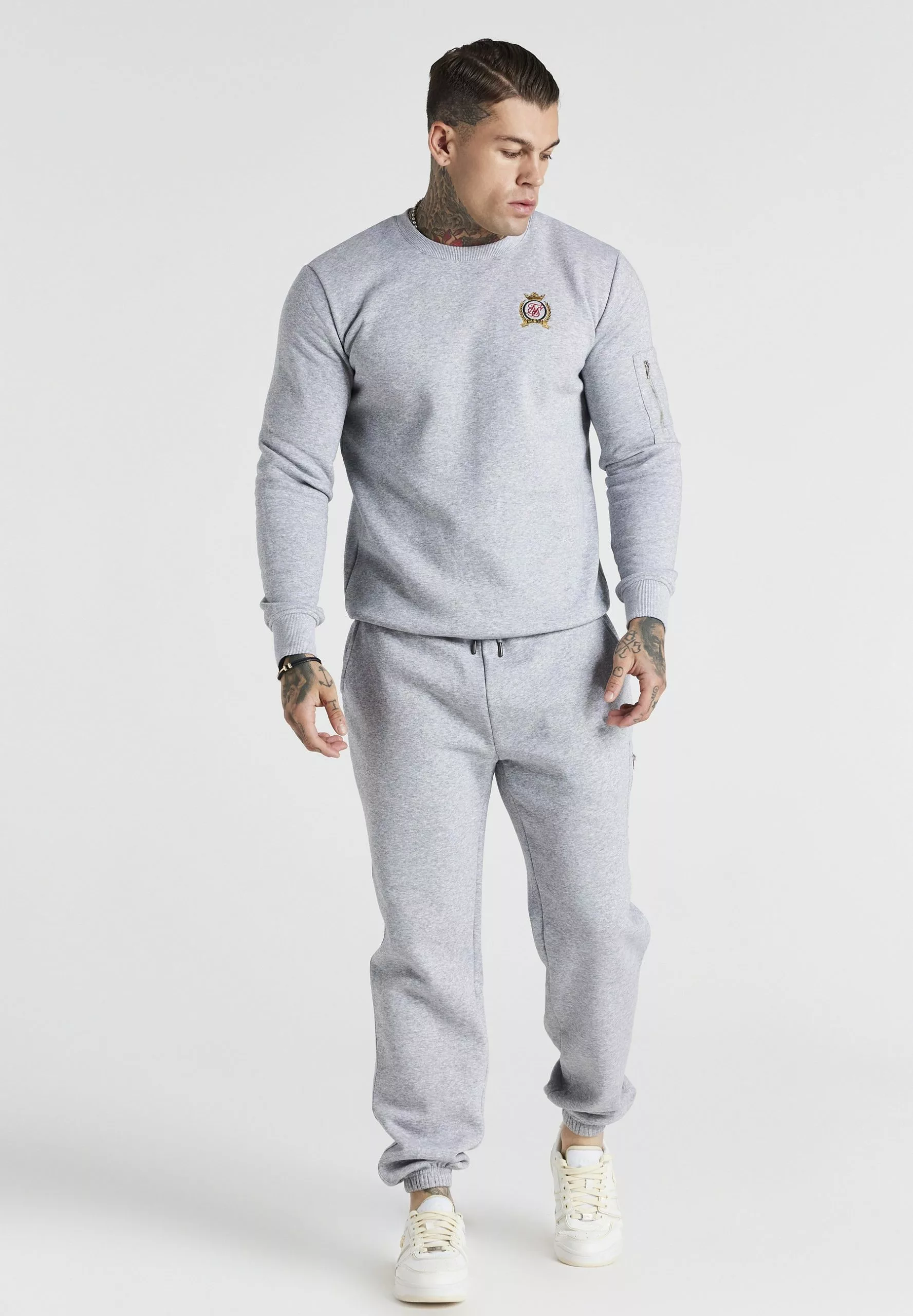 SikSilk Crest- Sweater - Grey Marl 3 SikSilk Crest- Sweater - Grey Marl