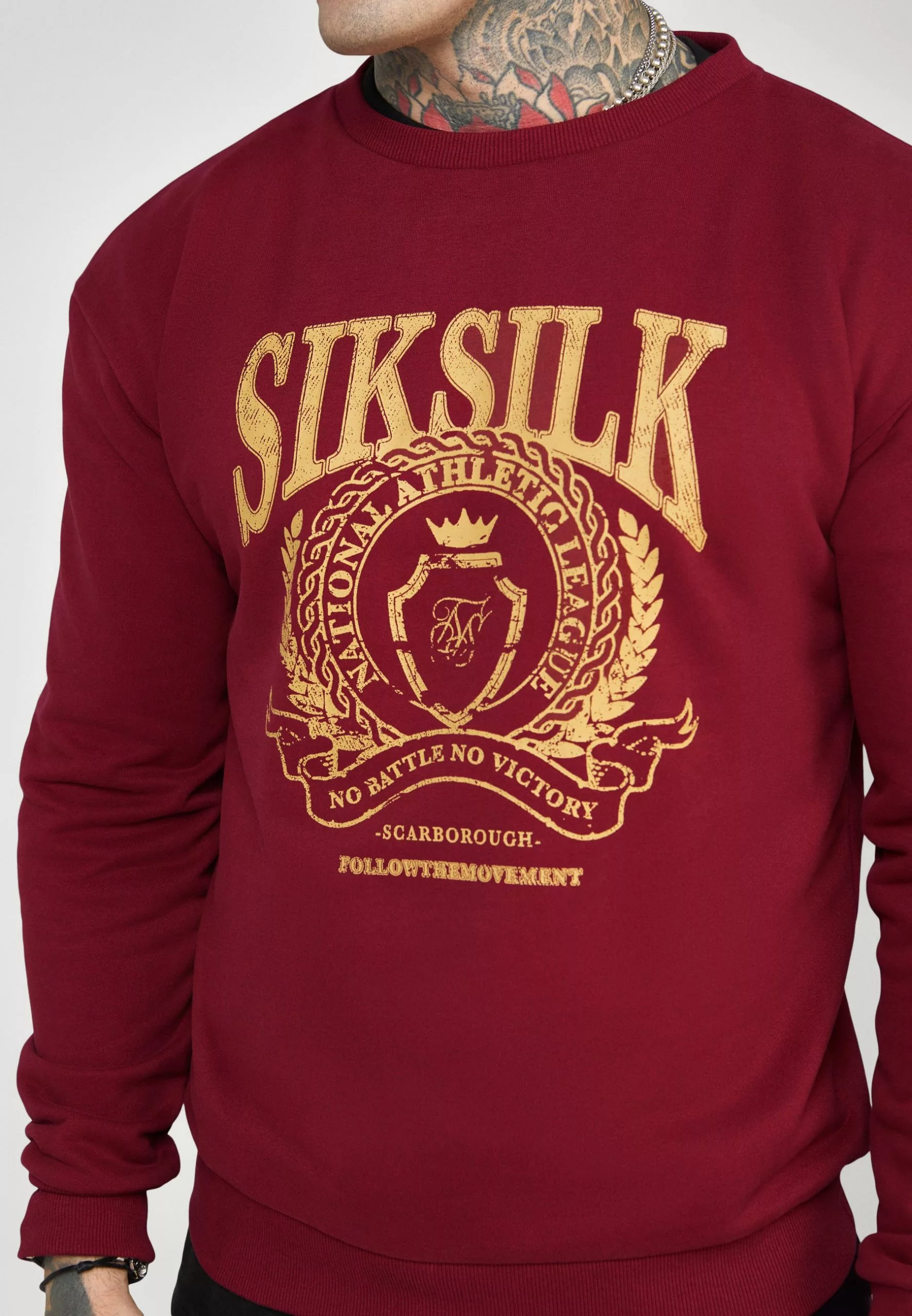 SikSilk Crest Logo - Sweater - Burgundy 8 SikSilk Crest Logo - Sweater - Burgundy - Afbeelding 6
