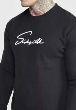 SikSilk Script Embroidery - Sweater - Black -Outlet SikSilk Winkel 35330baea72e40168fa5e25c888d81d7