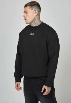 SikSilk Script Logo Oversized - Sweater - Black