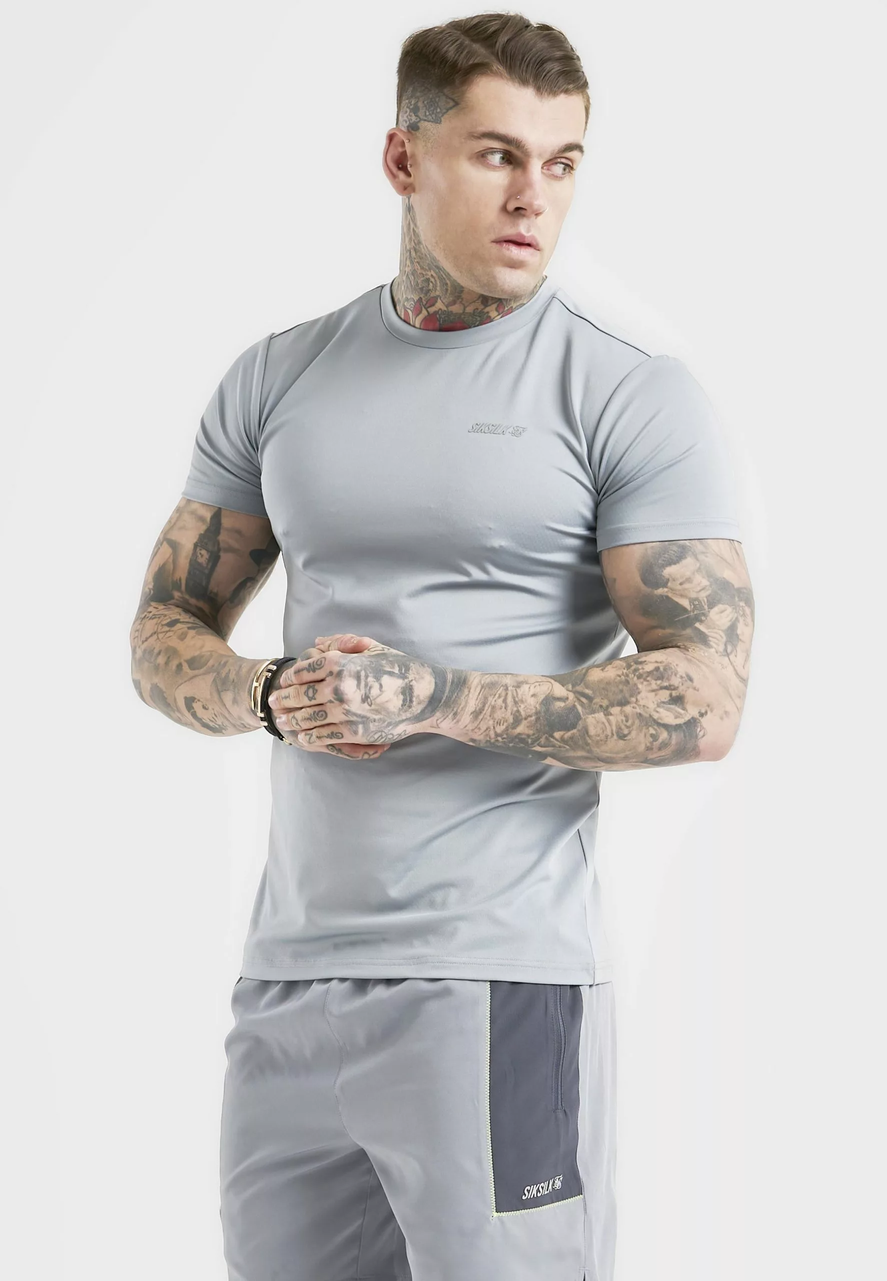 SikSilk T-Shirt Basic - Grey 3 SikSilk T-Shirt Basic - Grey