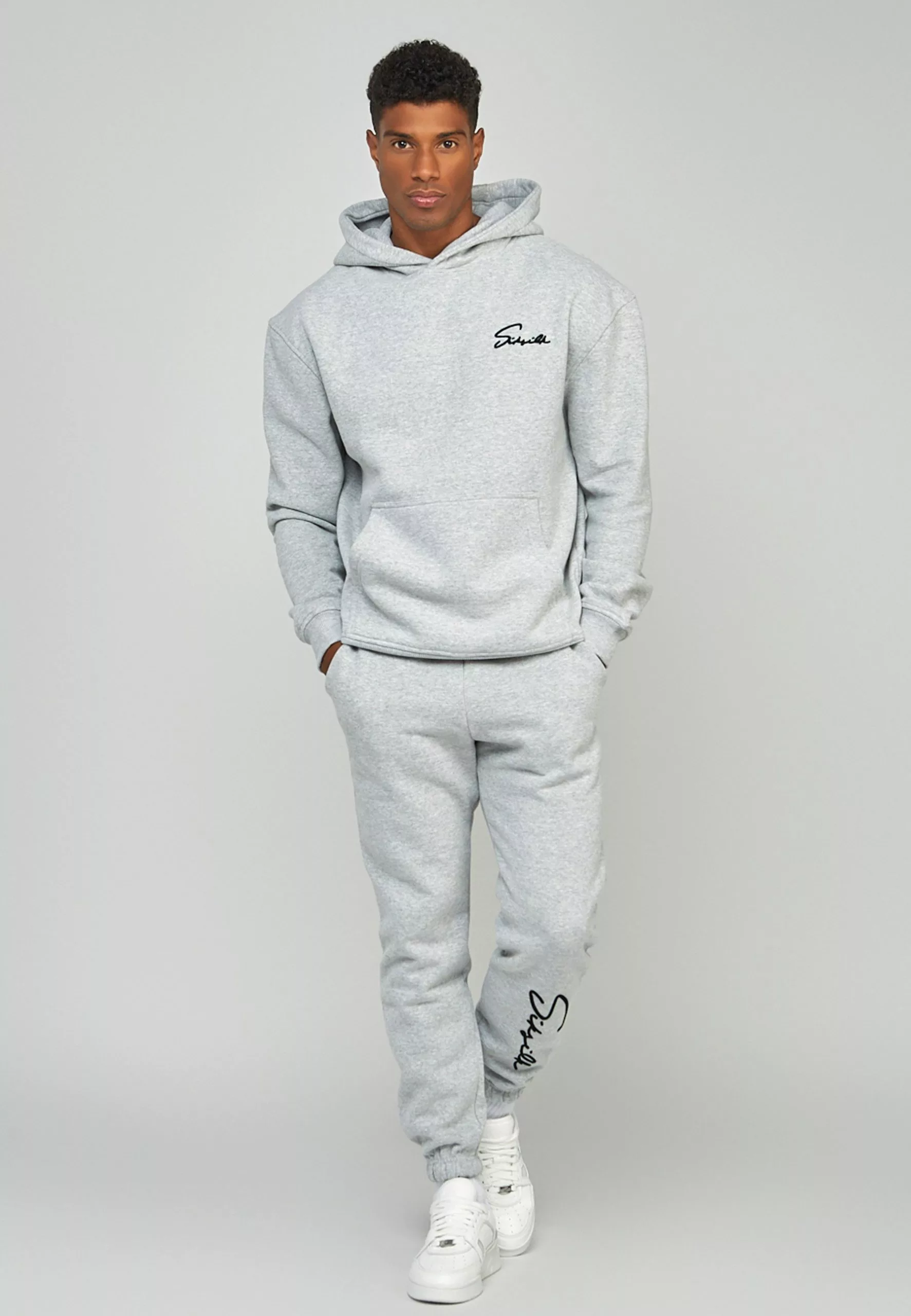 SikSilk Script Embroidery- Hoodie - Grey Marl 4 SikSilk Script Embroidery- Hoodie - Grey Marl - Afbeelding 2