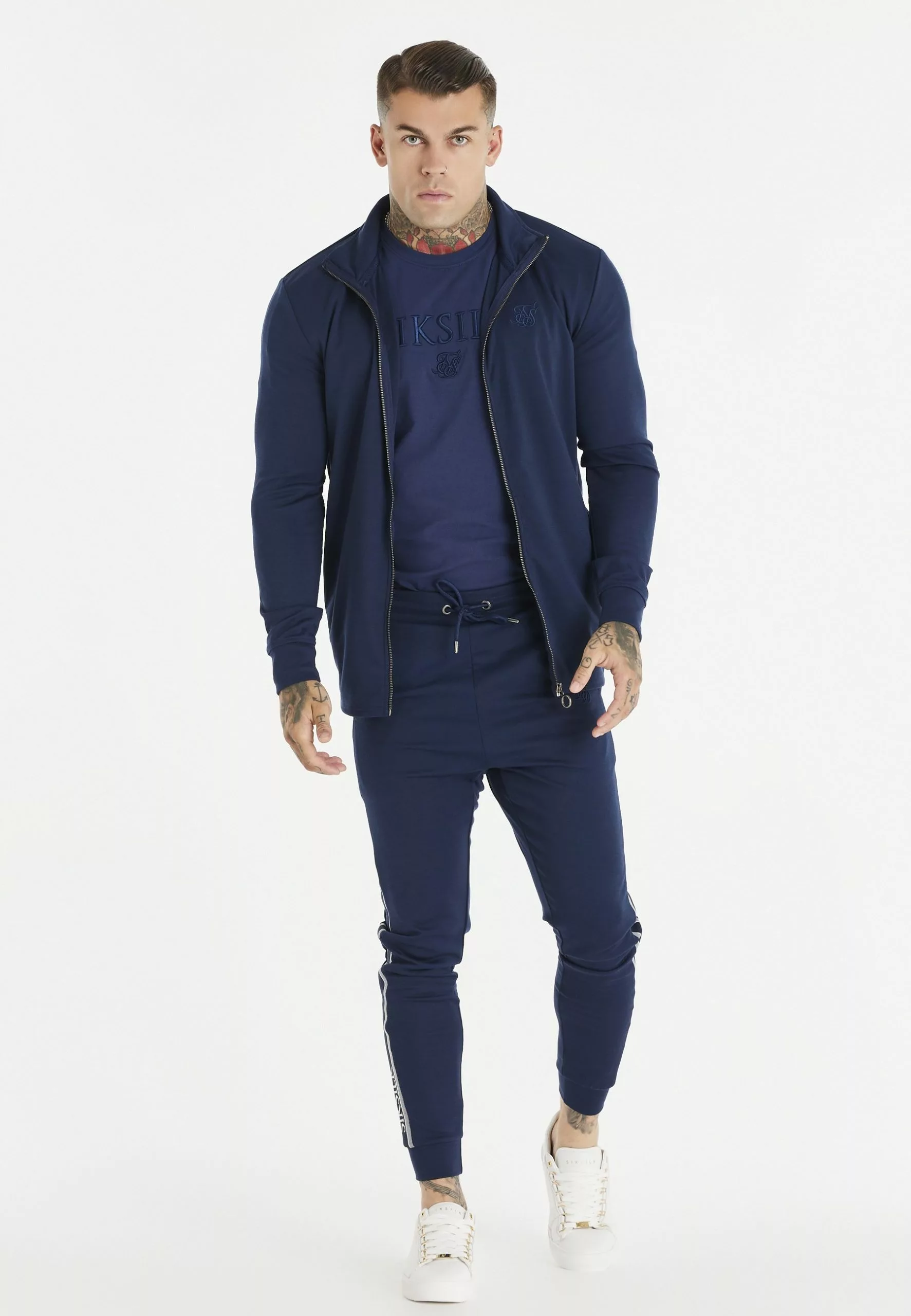 SikSilk Elevate Funnel Neck Zip Through - Sweater Met Rits - Navy 4 SikSilk Elevate Funnel Neck Zip Through - Sweater Met Rits - Navy - Afbeelding 2