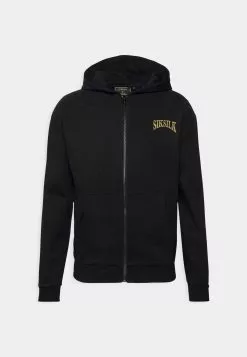 SikSilk Crest Logo Zip Through Hoodie - Sweater Met Rits - Black -Outlet SikSilk Winkel 3e8f0bd45e7a43b28ae8925b344661d4
