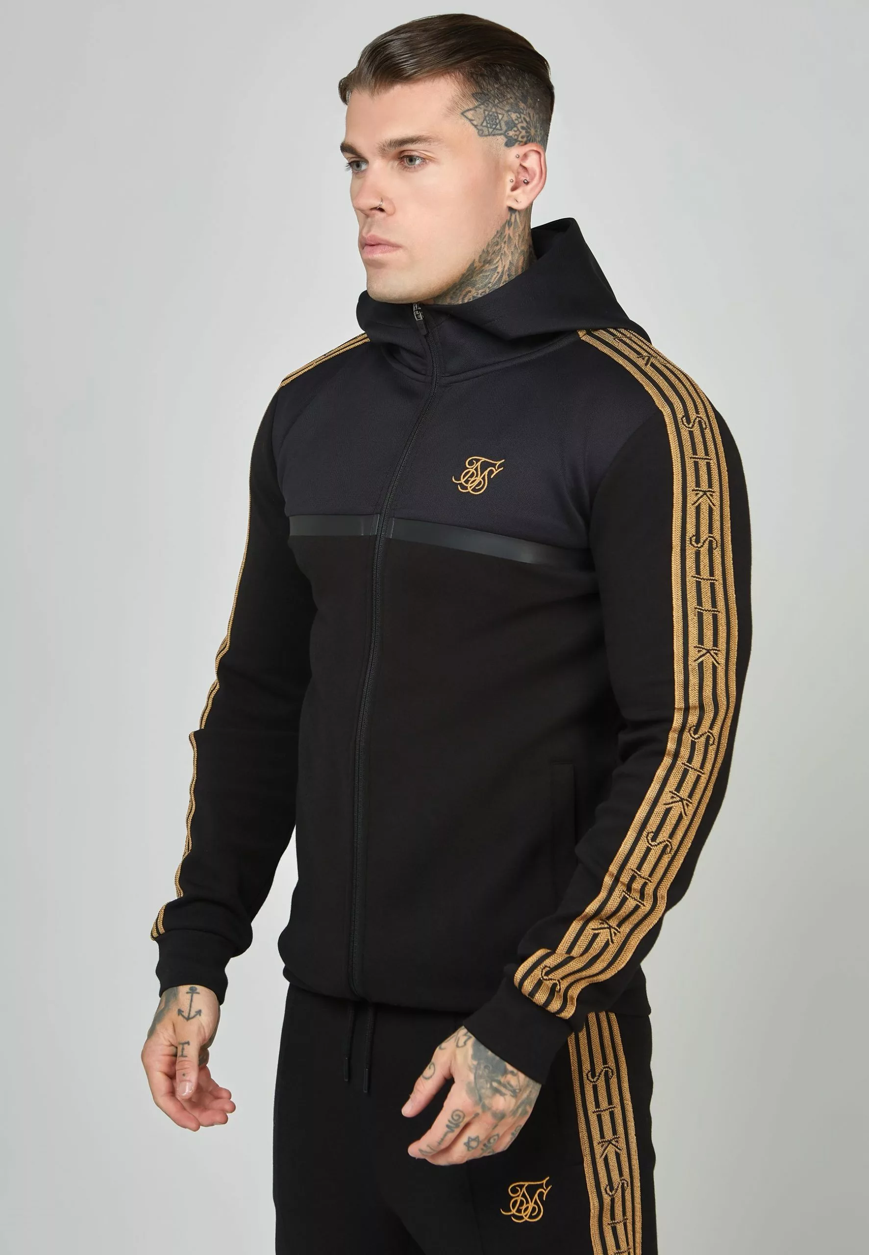 SikSilk Tape Zip Thru - Sweater Met Rits - Black 3 SikSilk Tape Zip Thru - Sweater Met Rits - Black