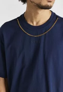 SikSilk Oversized Chain - T-Shirt Print - Navy -Outlet SikSilk Winkel 43046b1ecf154bf2b1f4c158b99589ca