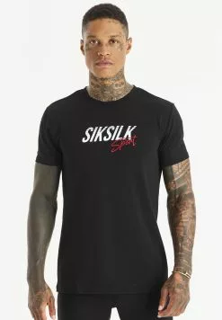 SikSilk T-Shirt Print - Black