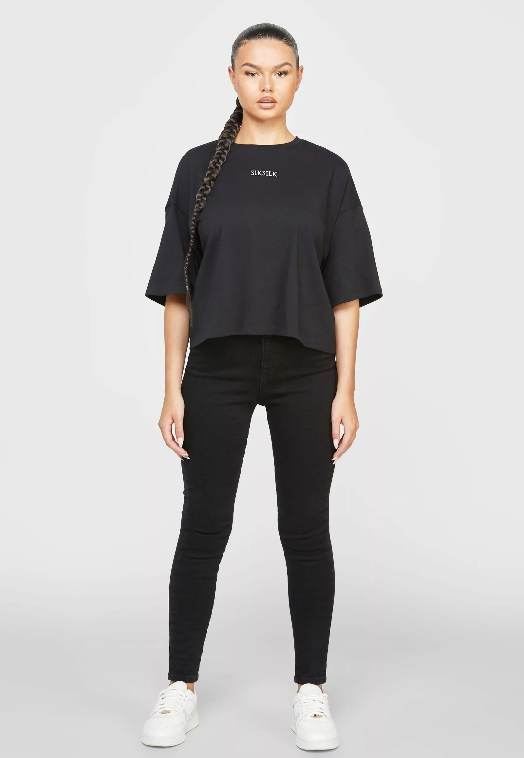 SikSilk Branded Crop - T-Shirt Print - Black 4 SikSilk Branded Crop - T-Shirt Print - Black - Afbeelding 2