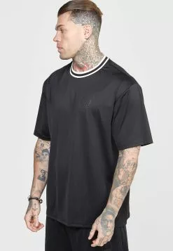 SikSilk Mesh Drop - T-Shirt Print - Black
