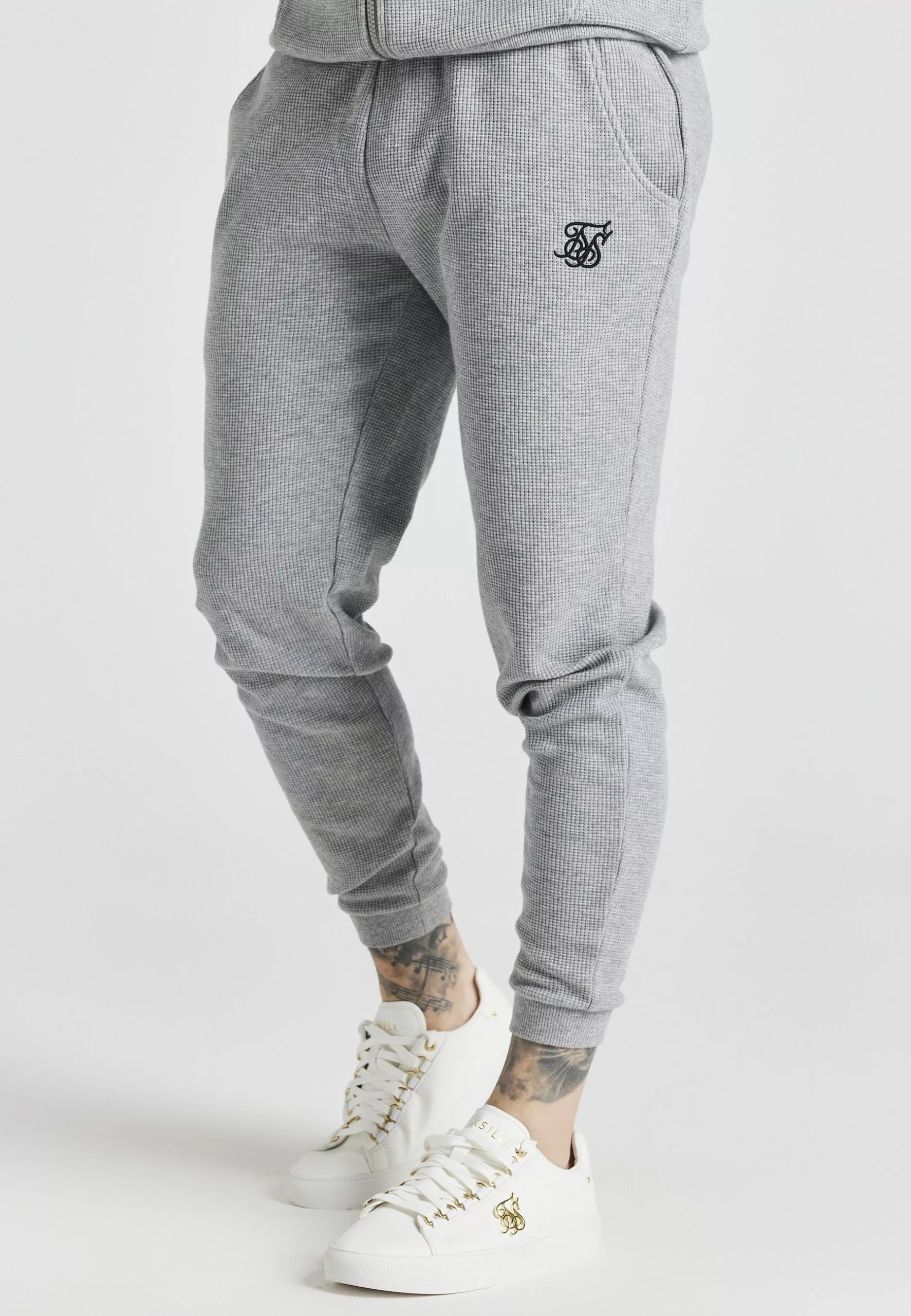 SikSilk Waffle Textured-Muscle Fit Joggers - Trainingsbroek - Grey Marl 3 SikSilk Waffle Textured-Muscle Fit Joggers - Trainingsbroek - Grey Marl