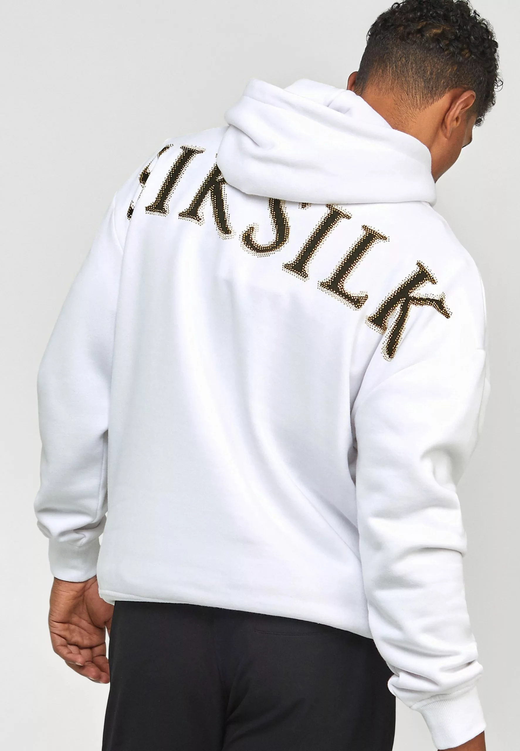 SikSilk Rhinestone Logo Oversized Hoodie - Hoodie - White 6 SikSilk Rhinestone Logo Oversized Hoodie - Hoodie - White - Afbeelding 4