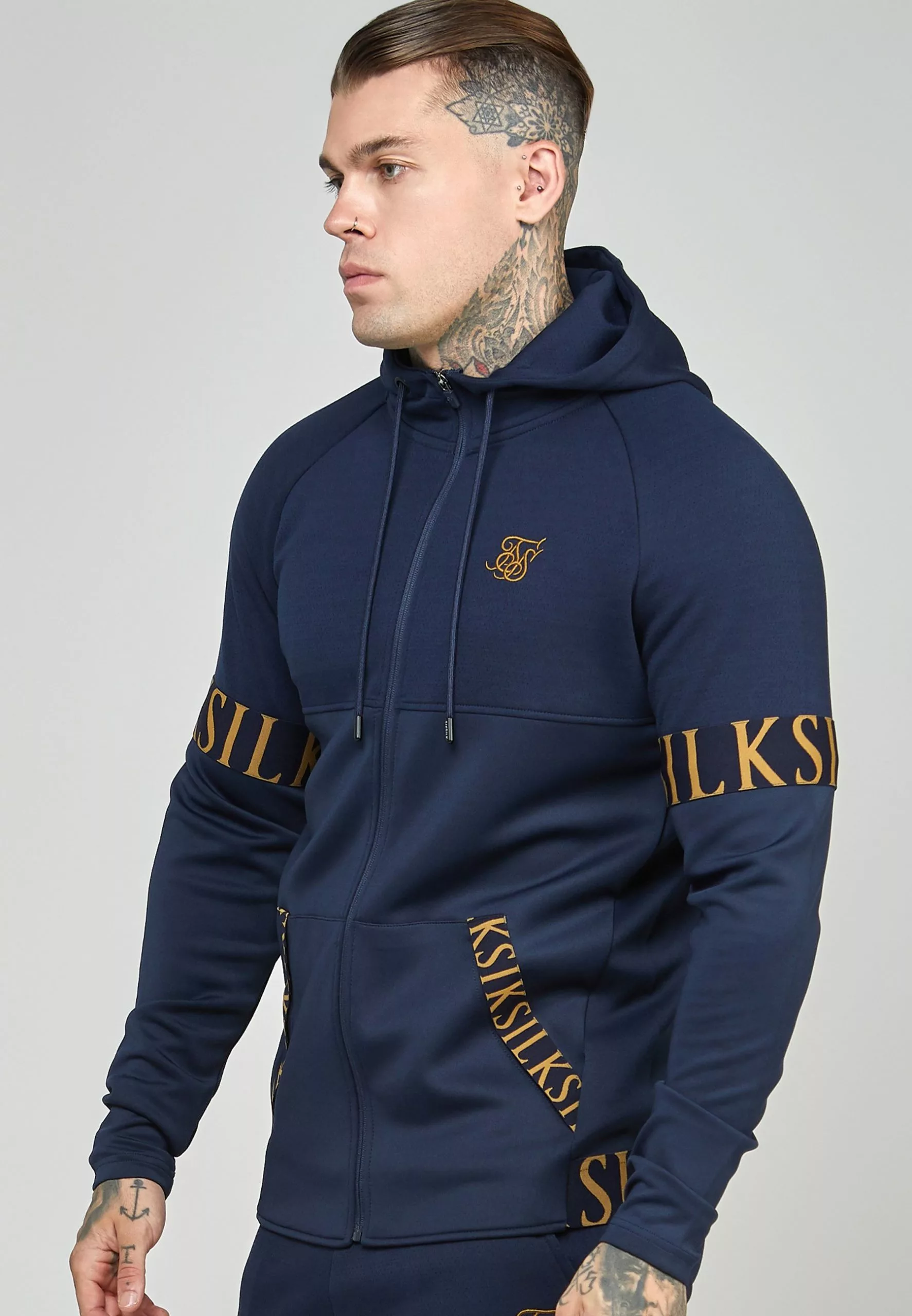 SikSilk Dynmic Zip Through- Sweater Met Rits - Navy 7 SikSilk Dynmic Zip Through- Sweater Met Rits - Navy - Afbeelding 5