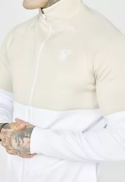 SikSilk Taped Track Top - Sweater Met Rits - Stone/White -Outlet SikSilk Winkel 4a6acb21082c4e589b60c1b1b7dec7b7
