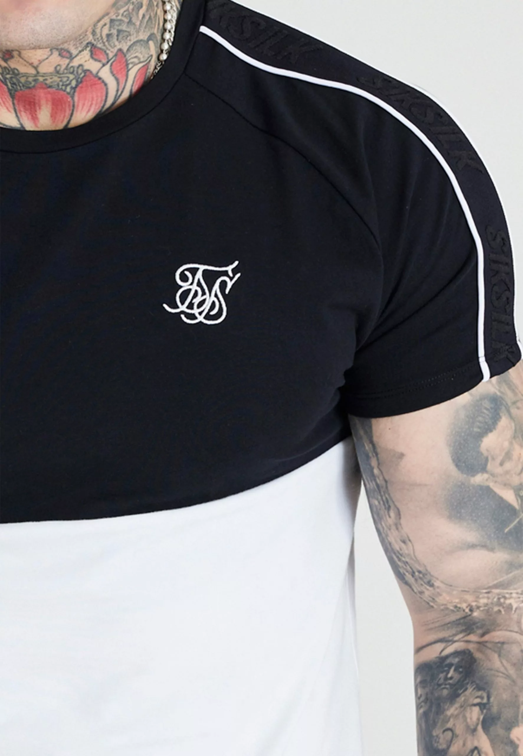 SikSilk Taped Blocked - T-Shirt Basic - Black,White 6 SikSilk Taped Blocked - T-Shirt Basic - Black,White - Afbeelding 4