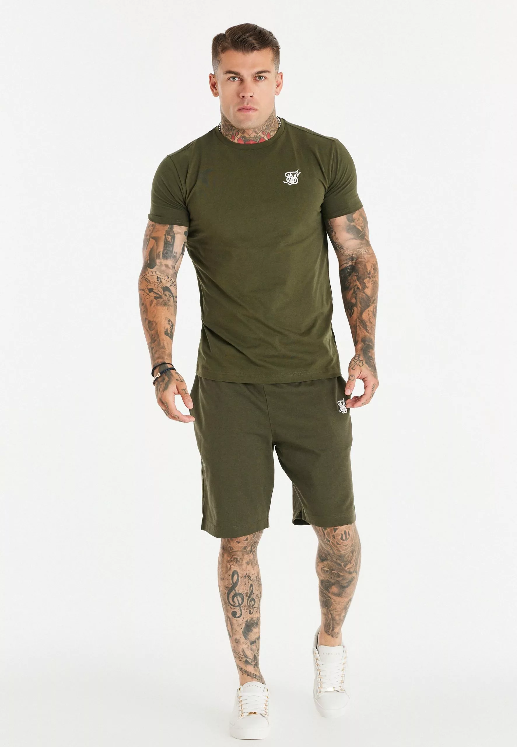SikSilk Gym Tee - T-Shirt Basic - Khaki 4 SikSilk Gym Tee - T-Shirt Basic - Khaki - Afbeelding 2