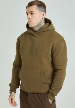 SikSilk Applique Logo Relaxed Fit- Hoodie - Khaki -Outlet SikSilk Winkel 4f91371d5e754f01a69fada99bb43e99