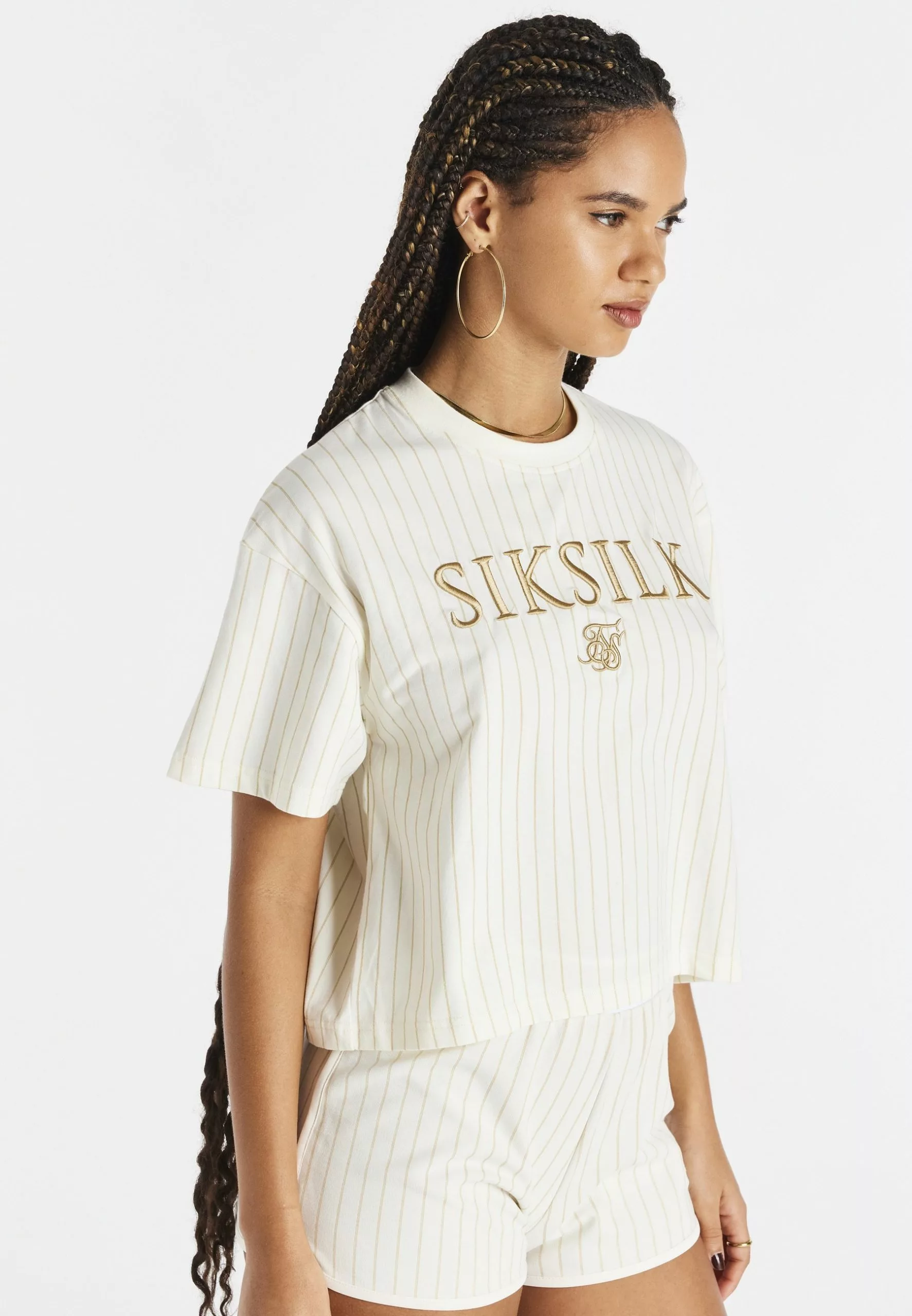 SikSilk Luxe Basketball- T-Shirt Print - Ecru/Gold 6 SikSilk Luxe Basketball- T-Shirt Print - Ecru/Gold - Afbeelding 4