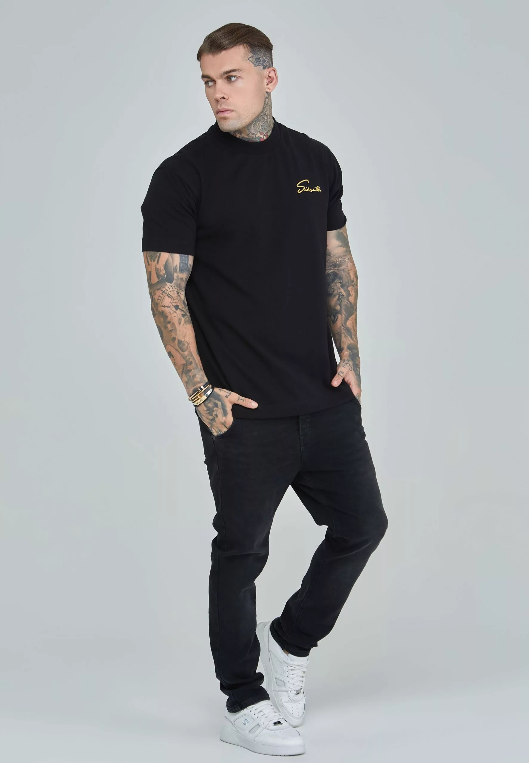 SikSilk Script- T-Shirt Print - Black 4 SikSilk Script- T-Shirt Print - Black - Afbeelding 2