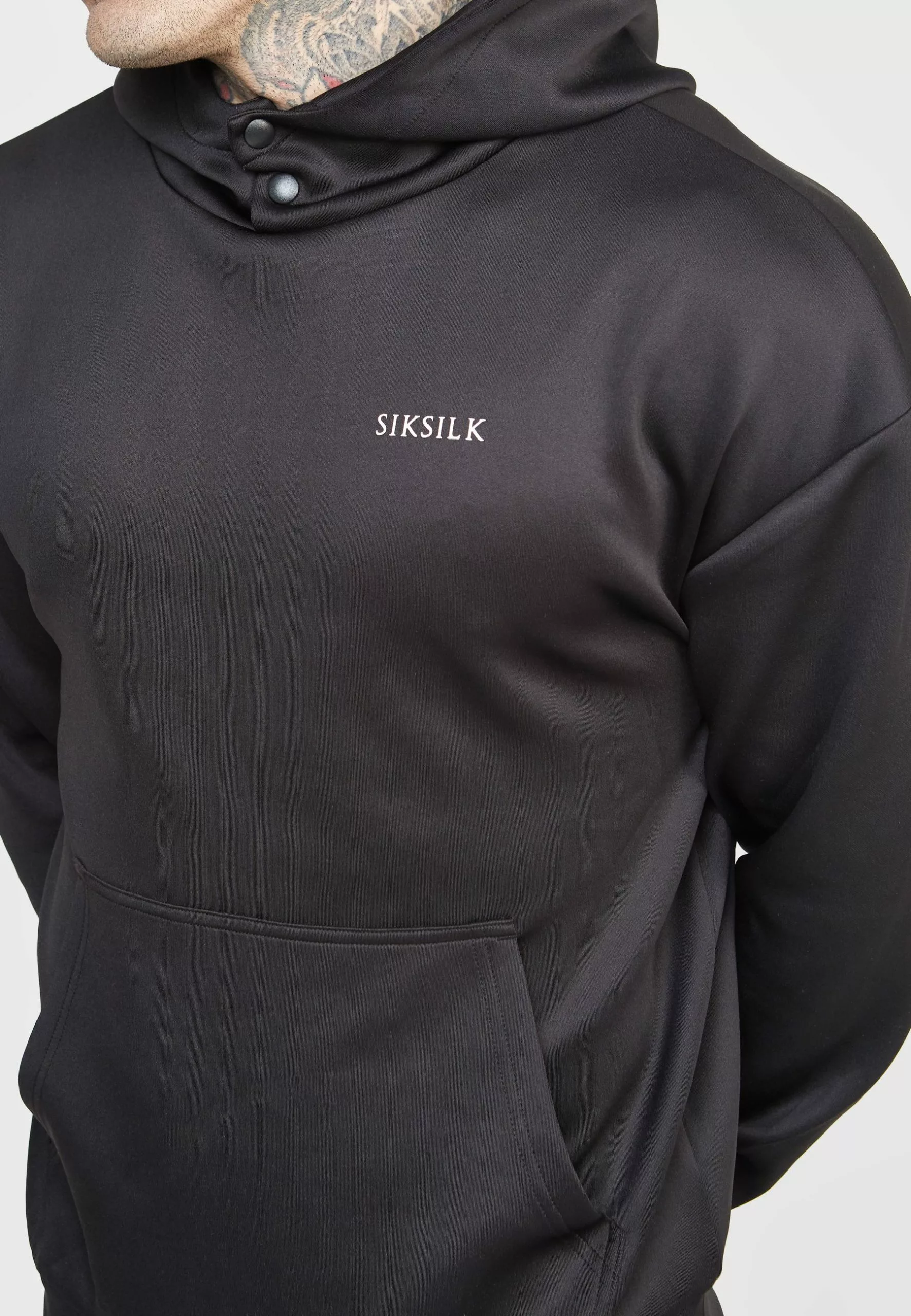 SikSilk Button Overhead- Hoodie - Black 7 SikSilk Button Overhead- Hoodie - Black - Afbeelding 5
