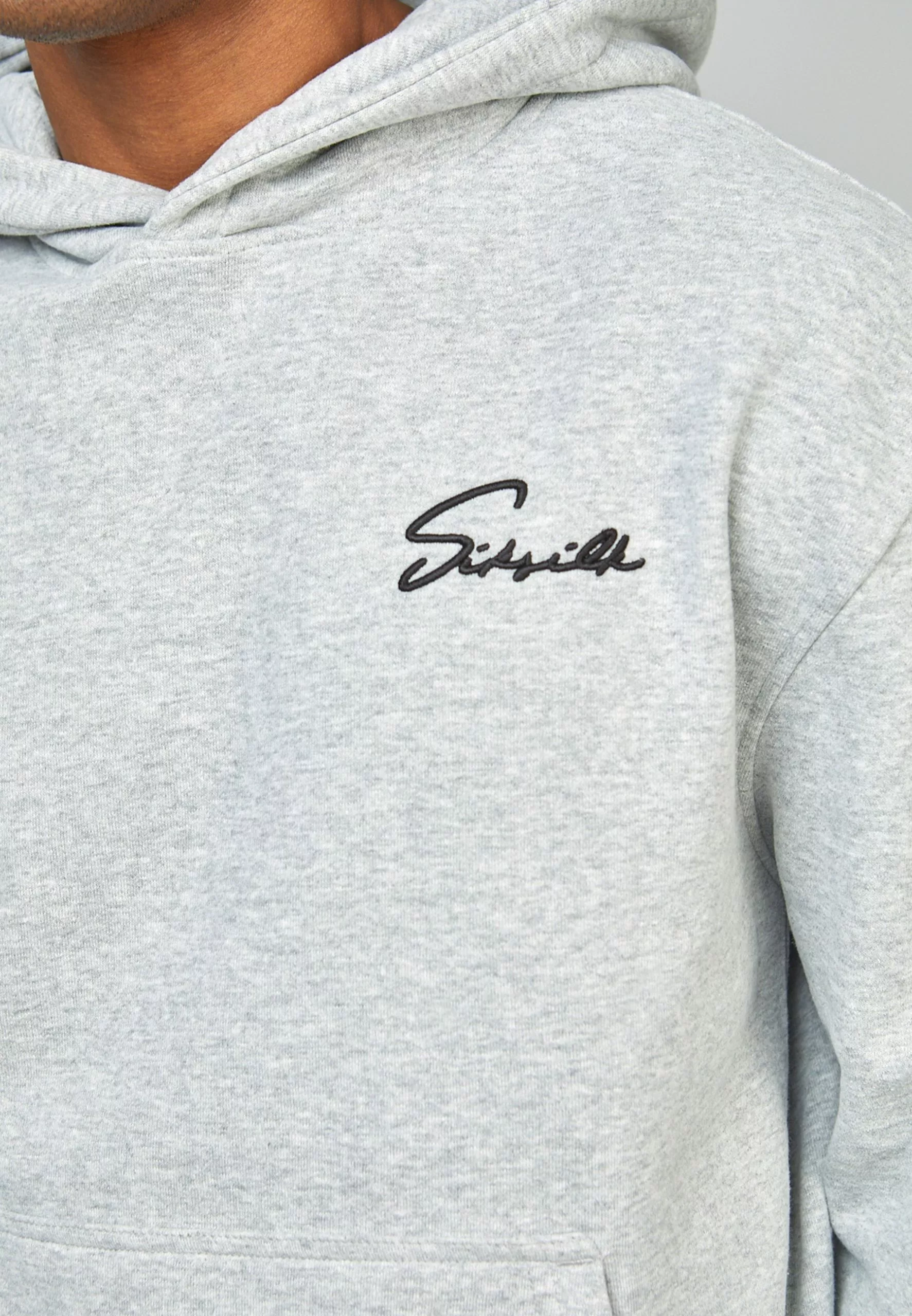 SikSilk Script Embroidery- Hoodie - Grey Marl 6 SikSilk Script Embroidery- Hoodie - Grey Marl - Afbeelding 4