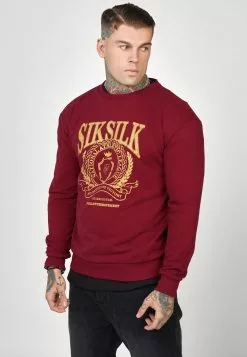 SikSilk Crest Logo - Sweater - Burgundy
