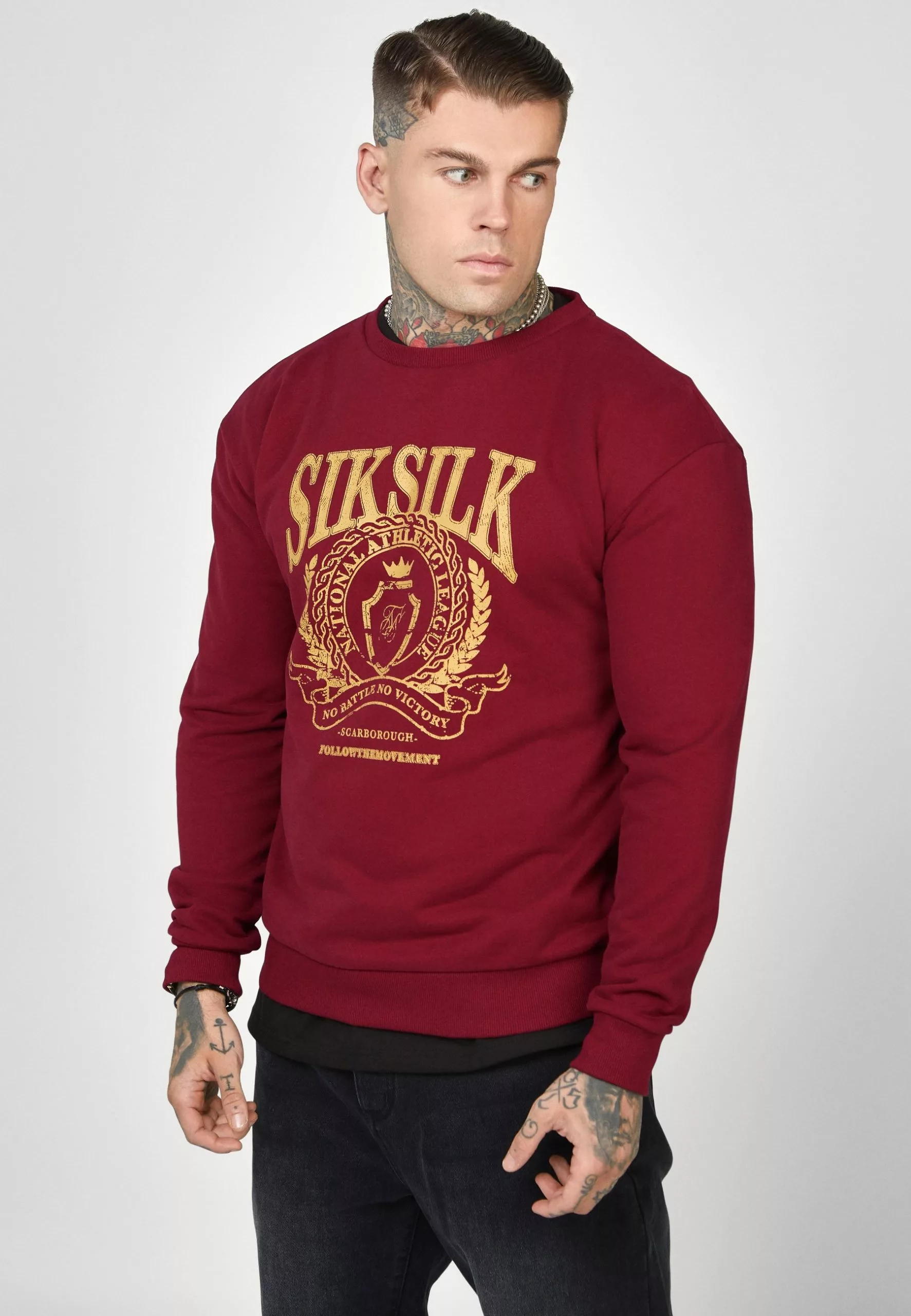 SikSilk Crest Logo - Sweater - Burgundy 3 SikSilk Crest Logo - Sweater - Burgundy