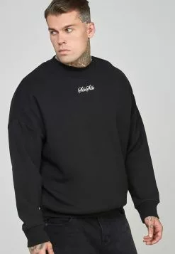 SikSilk Script Logo Oversized - Sweater - Black -Outlet SikSilk Winkel 5d792007d4ad4b5c9d565fe1e282f309