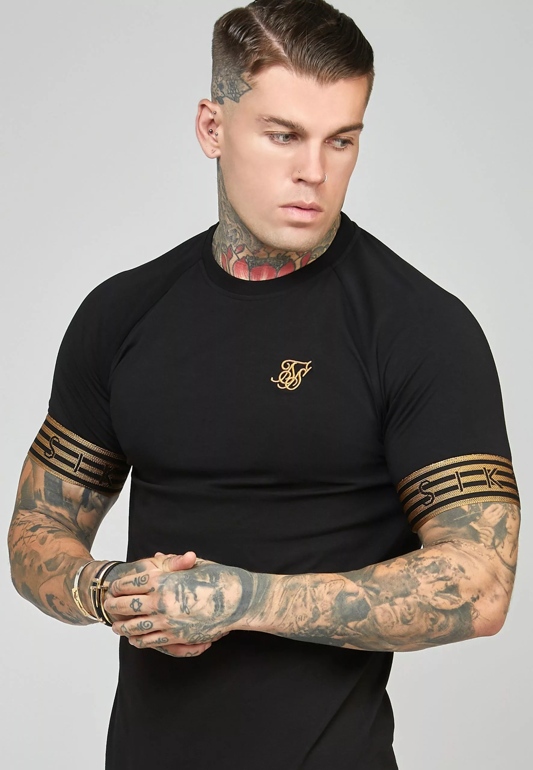 SikSilk Elastic Cuffed- T-Shirt Print - Black 6 SikSilk Elastic Cuffed- T-Shirt Print - Black - Afbeelding 5