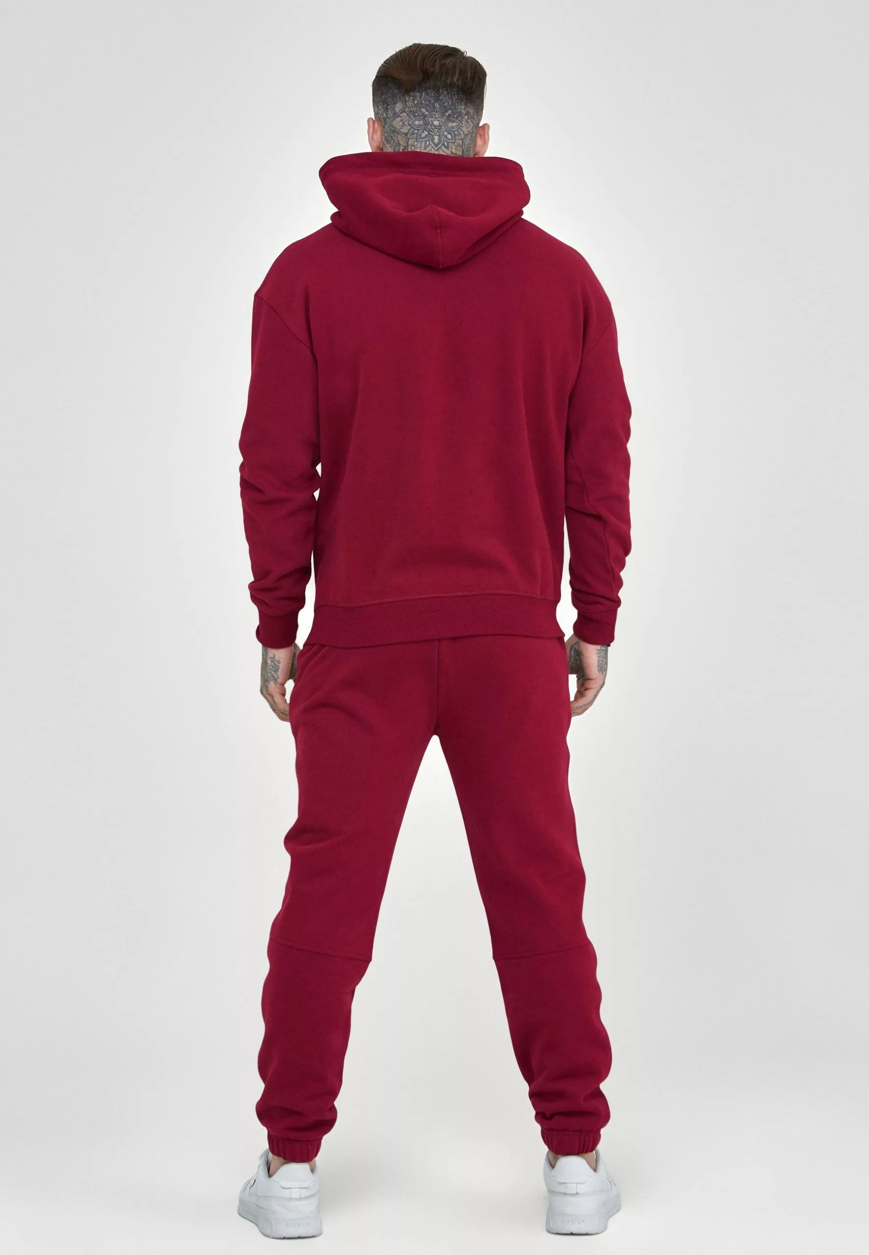 SikSilk Embossed Logo Relaxed Fit Hoodie - Hoodie - Burgundy 5 SikSilk Embossed Logo Relaxed Fit Hoodie - Hoodie - Burgundy - Afbeelding 3