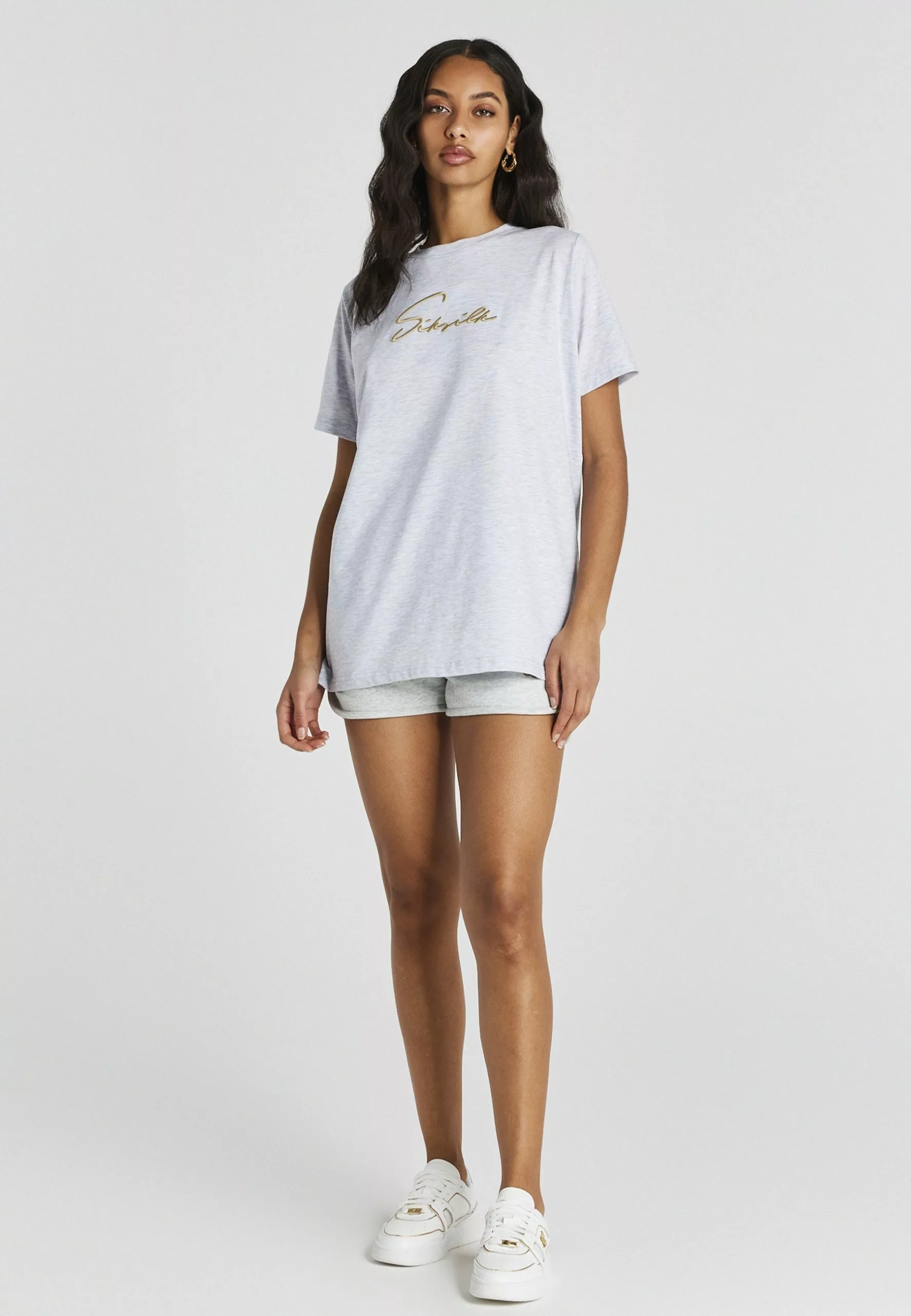 SikSilk Essential Embroidered - T-Shirt Print - Grey Marl 4 SikSilk Essential Embroidered - T-Shirt Print - Grey Marl - Afbeelding 2